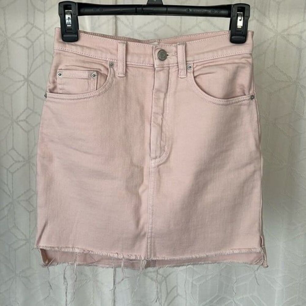 Wilfred Free Aritzia Tanit Distressed High Low Mini Cotton Skirt - Pink